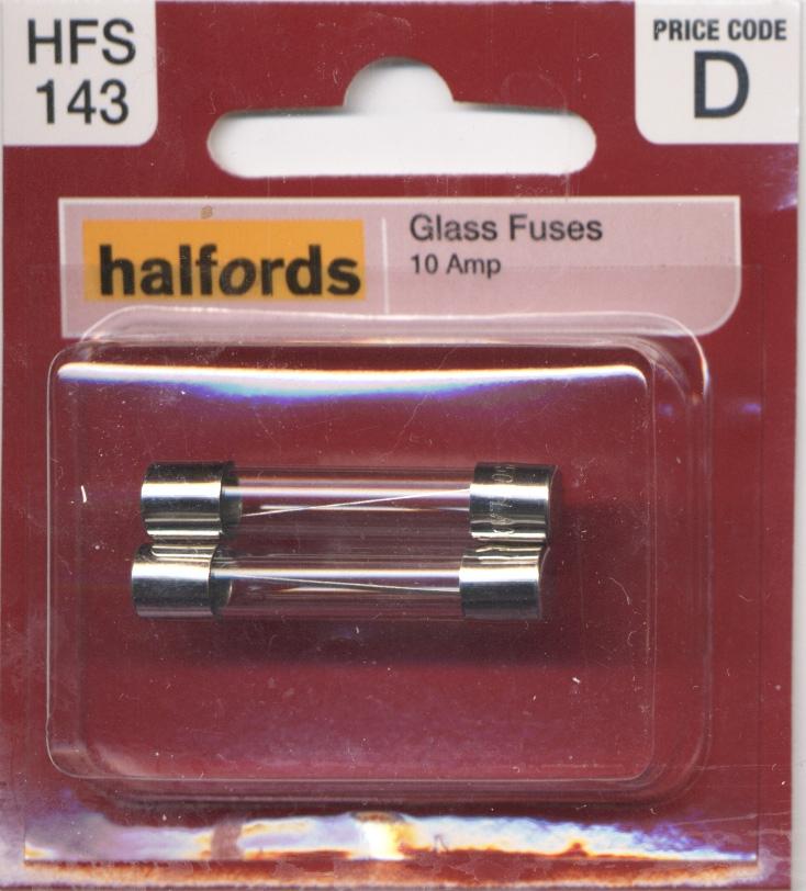 Halfords Glass Fuse 10 Amp (Hfs143)