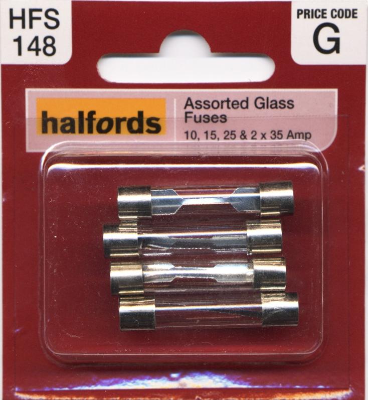 Halfords Assorted Glass Fuses 10/15/25/35 Amp (Hfs148)