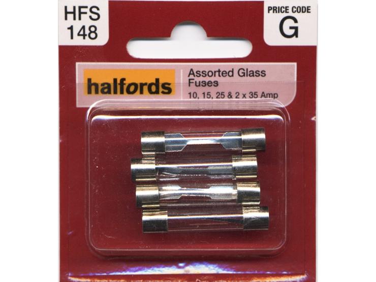 Halfords Assorted Glass Fuses 10/15/25/35 Amp (HFS148)