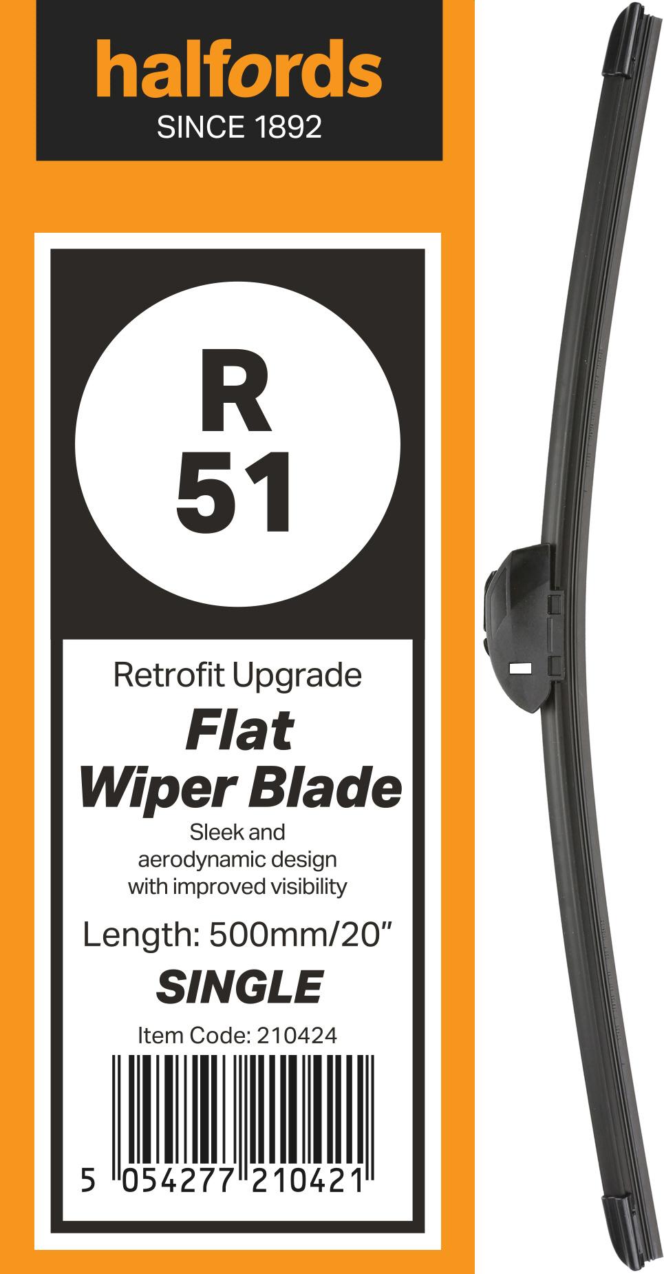 Halfords R51 Wiper Blade - Flat Upgrade - Single