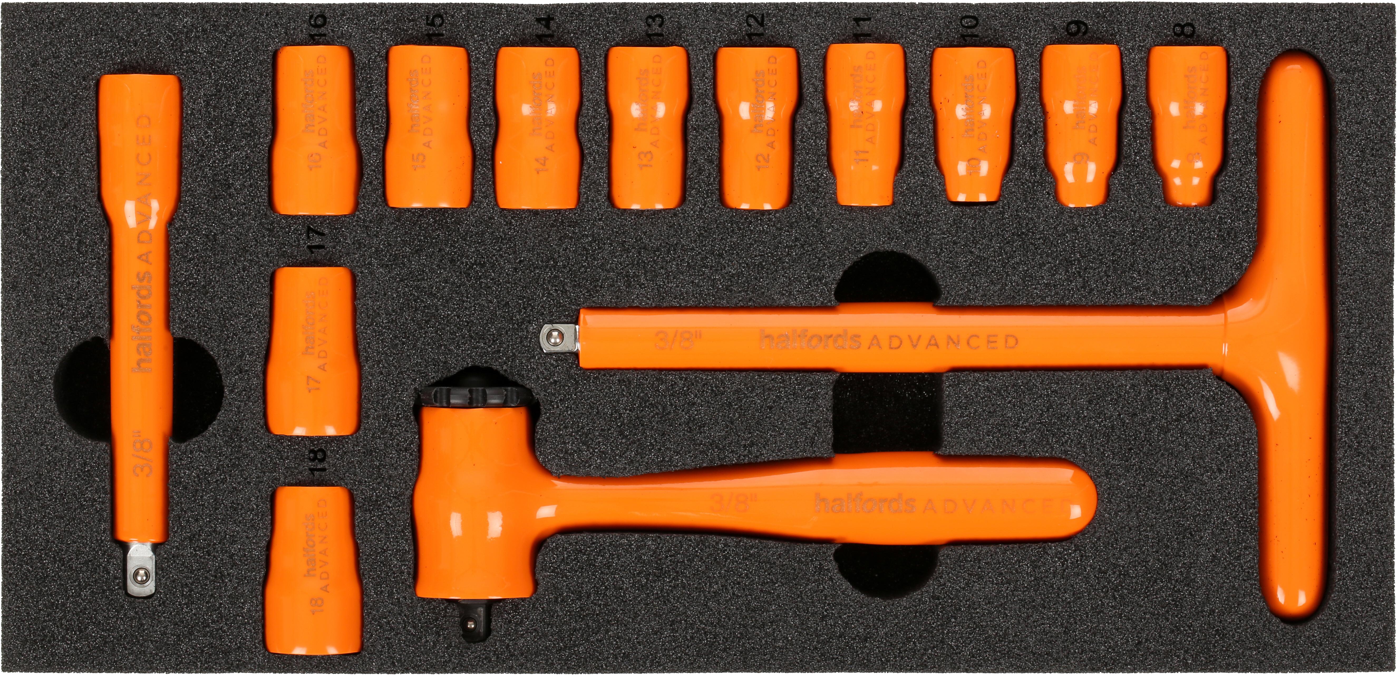 Halfords Advanced EV 1000V Insulated 14 Piece 3/8" Socket Set