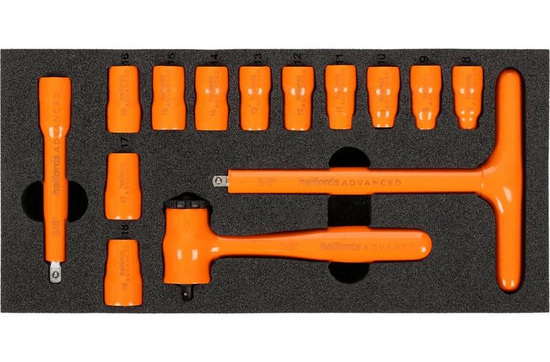 Halfords Advanced EV 1000V Insulated 14 Piece 3/8" Socket Set Halfords Advanced EV 1000V Insulated 14 Piece 3/8" Socket Set
