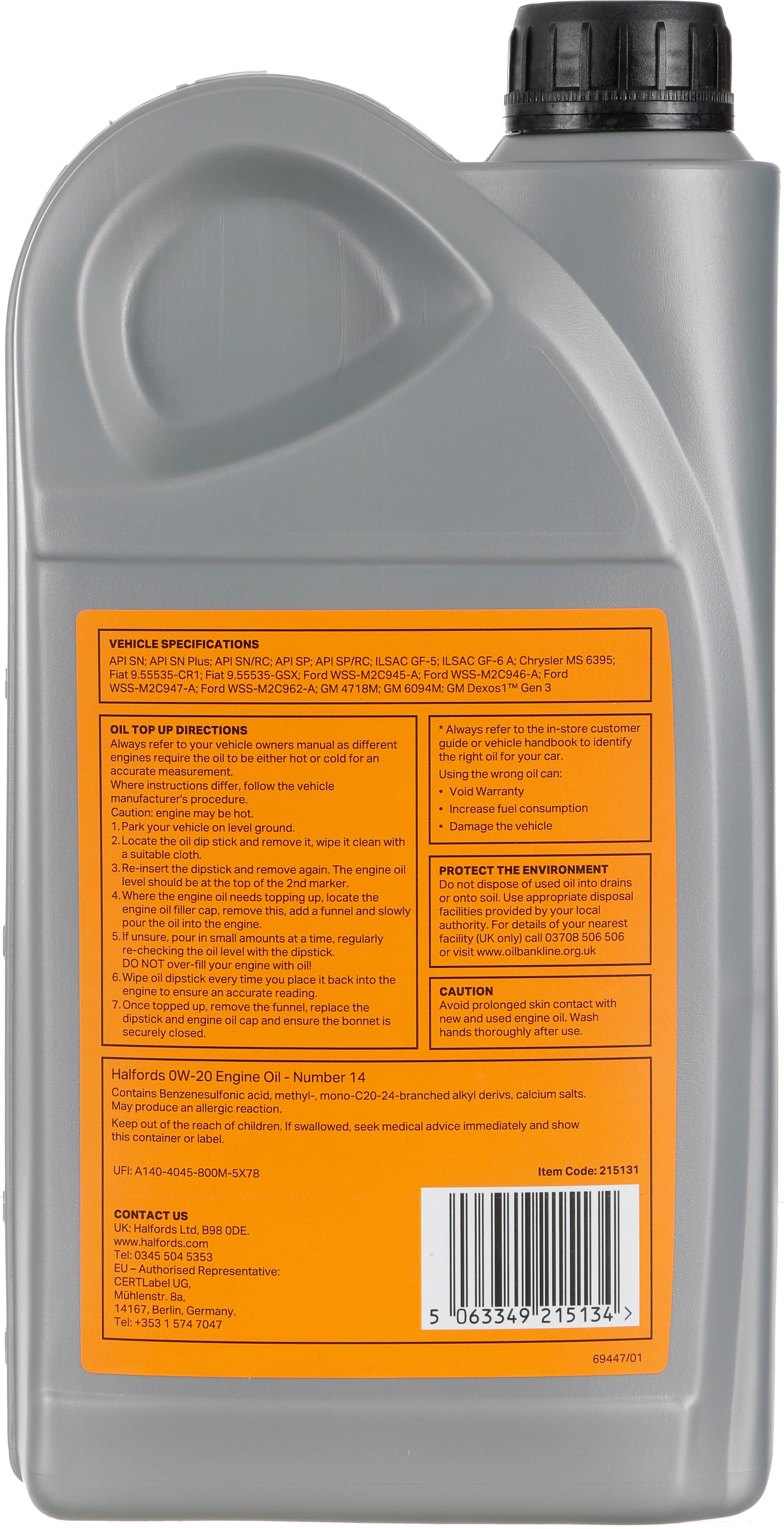 Halfords 0W20 N14 2L