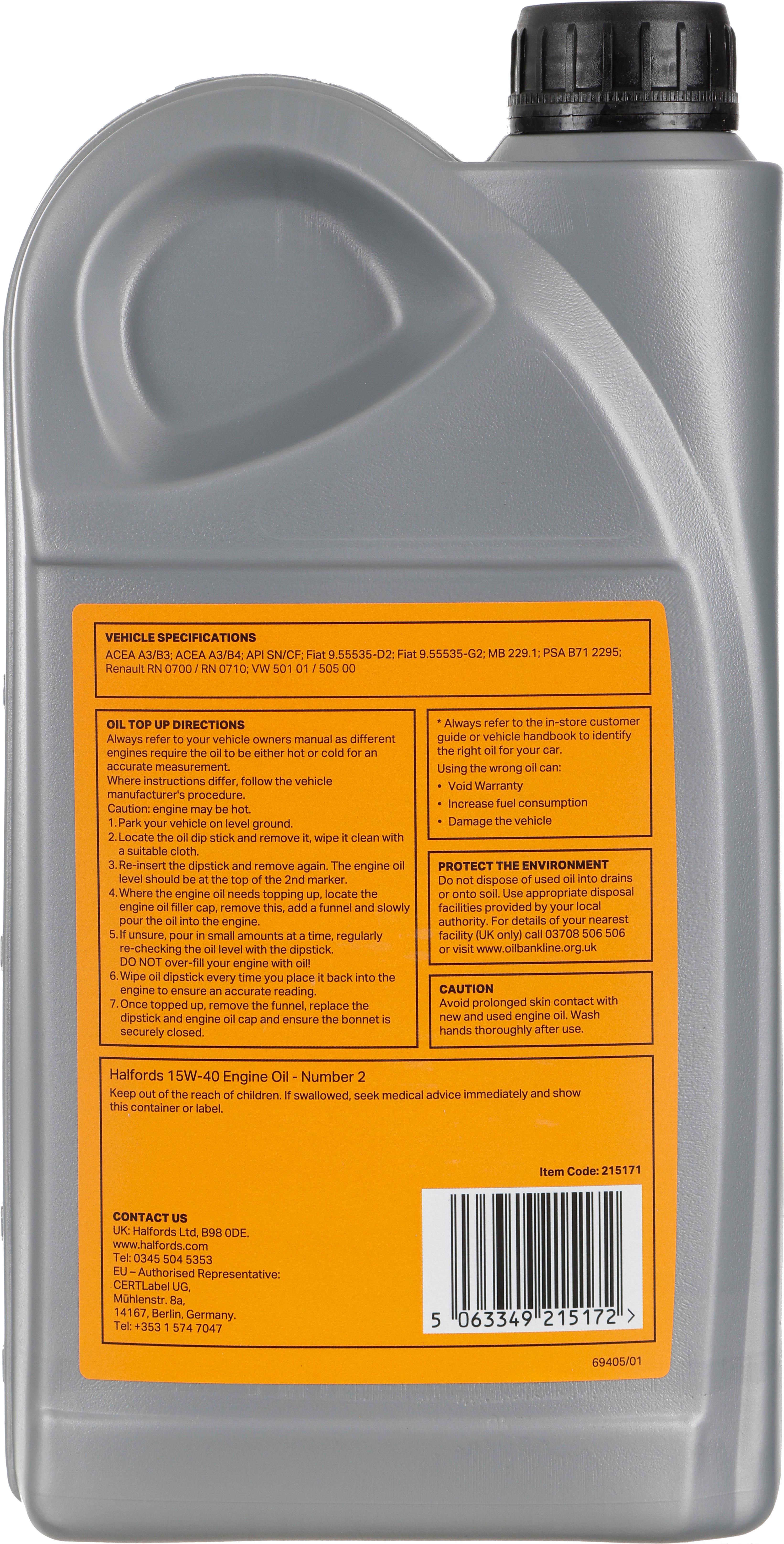 Halfords 15W40 N2 2L