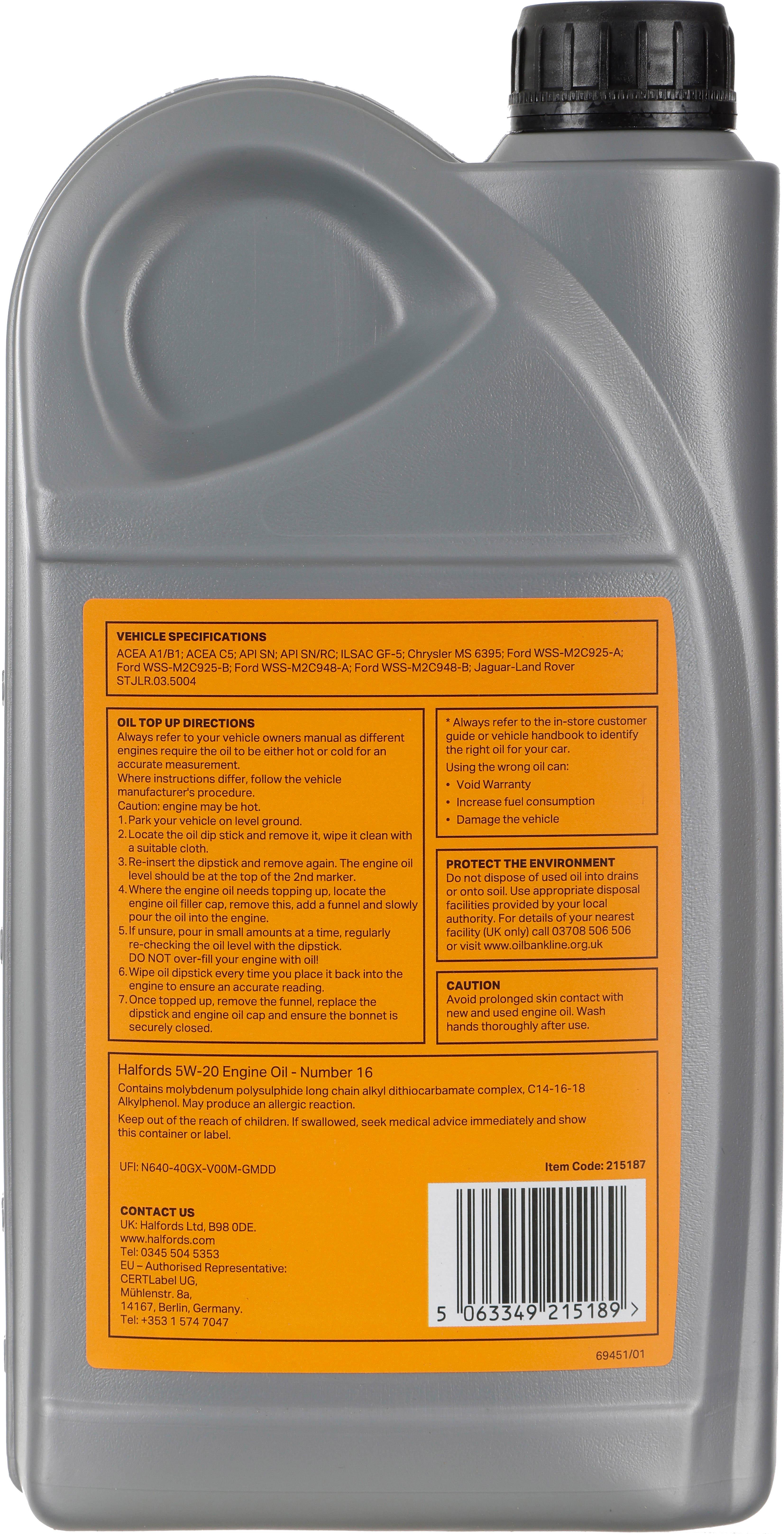 Halfords 5W20 N16 2L