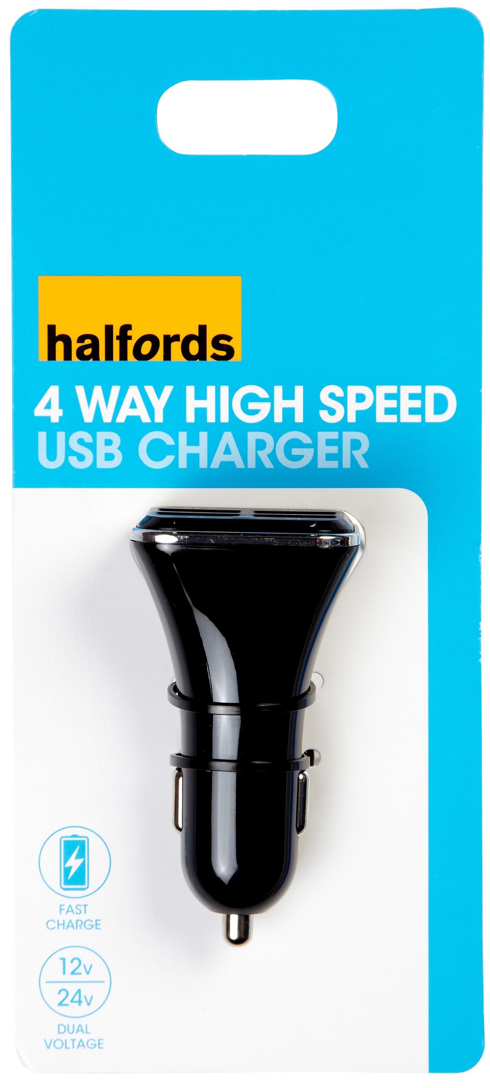 Halfords Quad USB Car Charger.