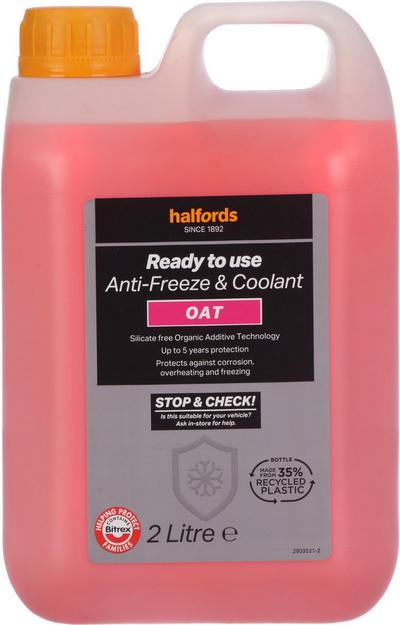 Halfords OAT Ready Mixed Antifreeze & Coolant 2L Halfords OAT Ready Mixed Antifreeze & Coolant 2L