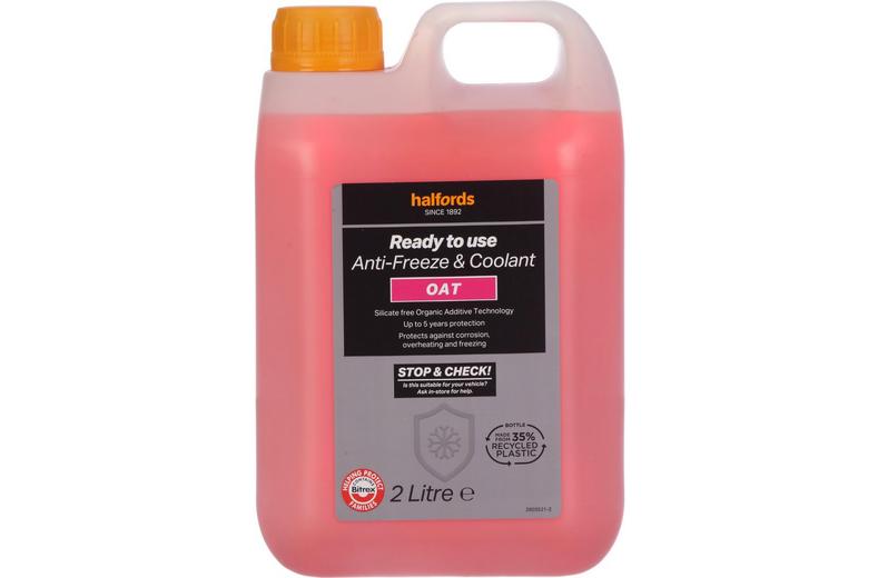Halfords OAT Ready Mixed Antifreeze & Coolant 2L Halfords OAT Ready Mixed Antifreeze & Coolant 2L