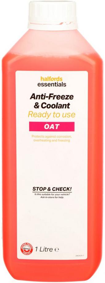 Halfords Essentials OAT Ready Mixed Antifreeze & Coolant 1L
