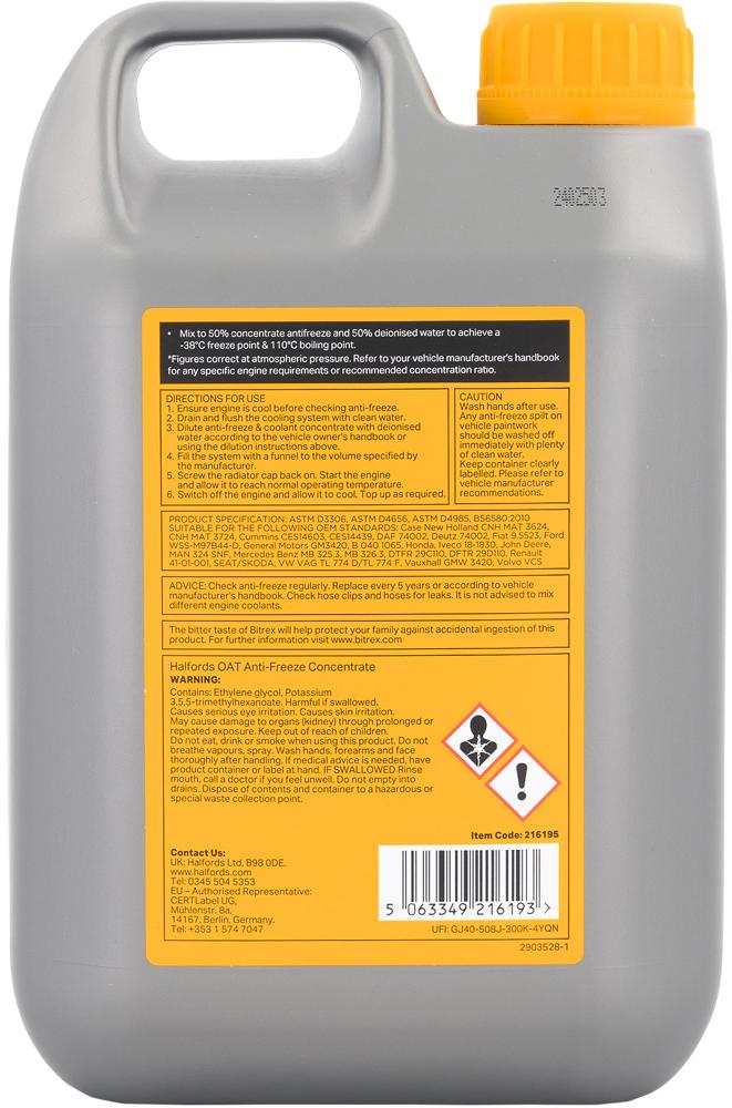 Halfords OAT Antifreeze & Coolant Concentrate 2L