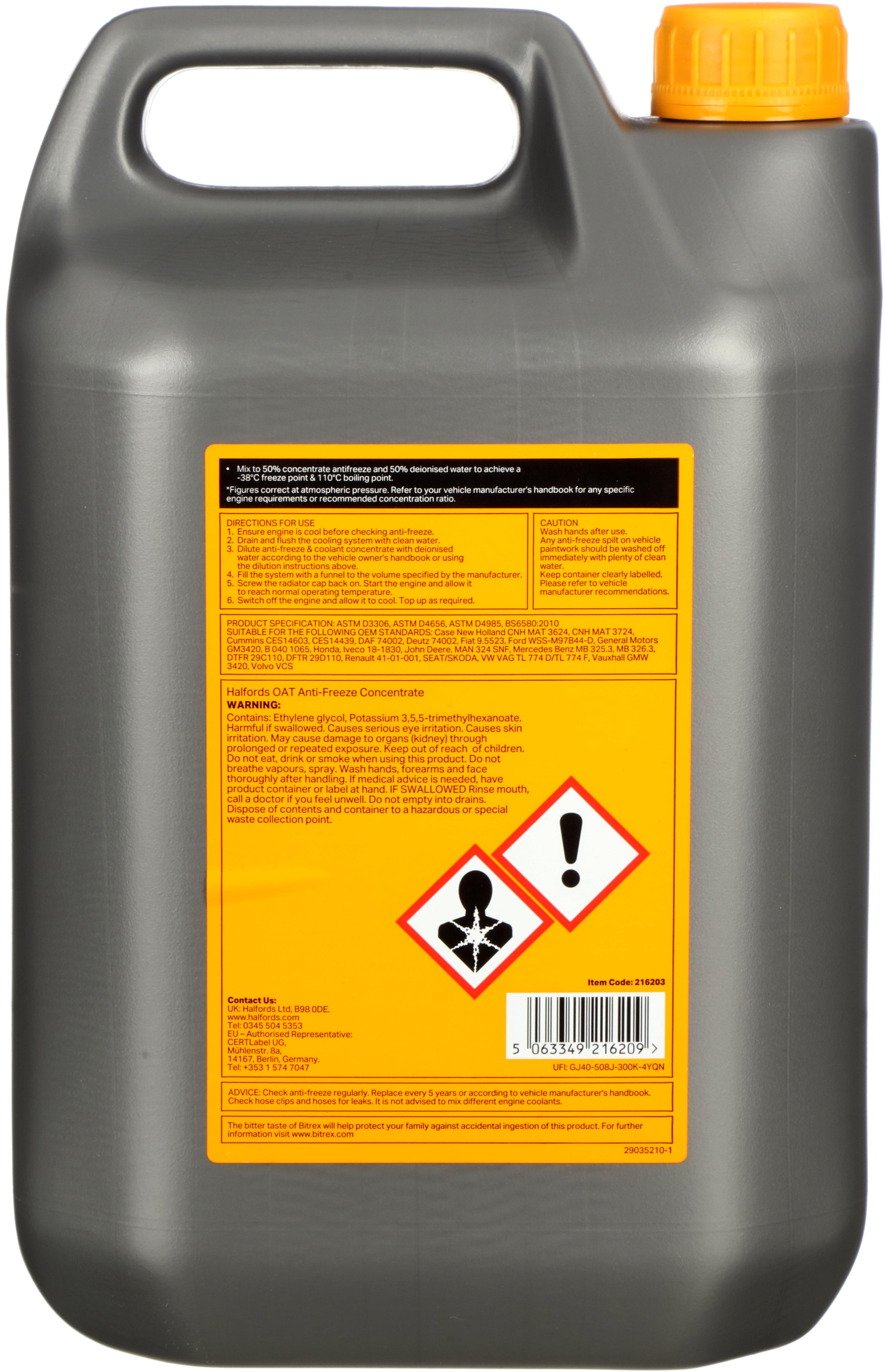 Halfords OAT Antifreeze & Coolant Concentrate 5L