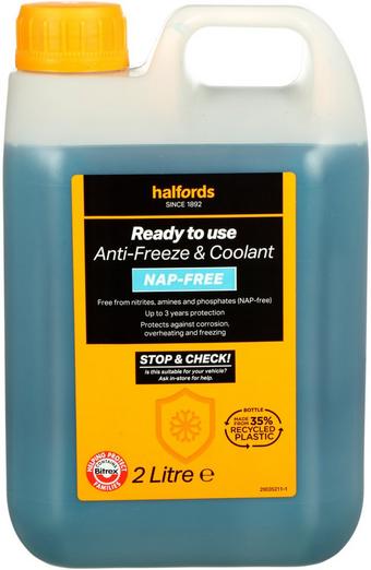 Halfords NAP-Free Hybrid Antifreeze & Coolant Ready Mixed 2L