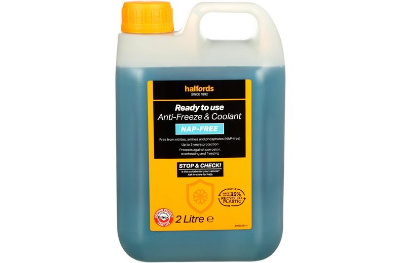 Halfords NAP-Free Hybrid Antifreeze & Coolant Ready Mixed 2L Halfords NAP-Free Hybrid Antifreeze & Coolant Ready Mixed 2L