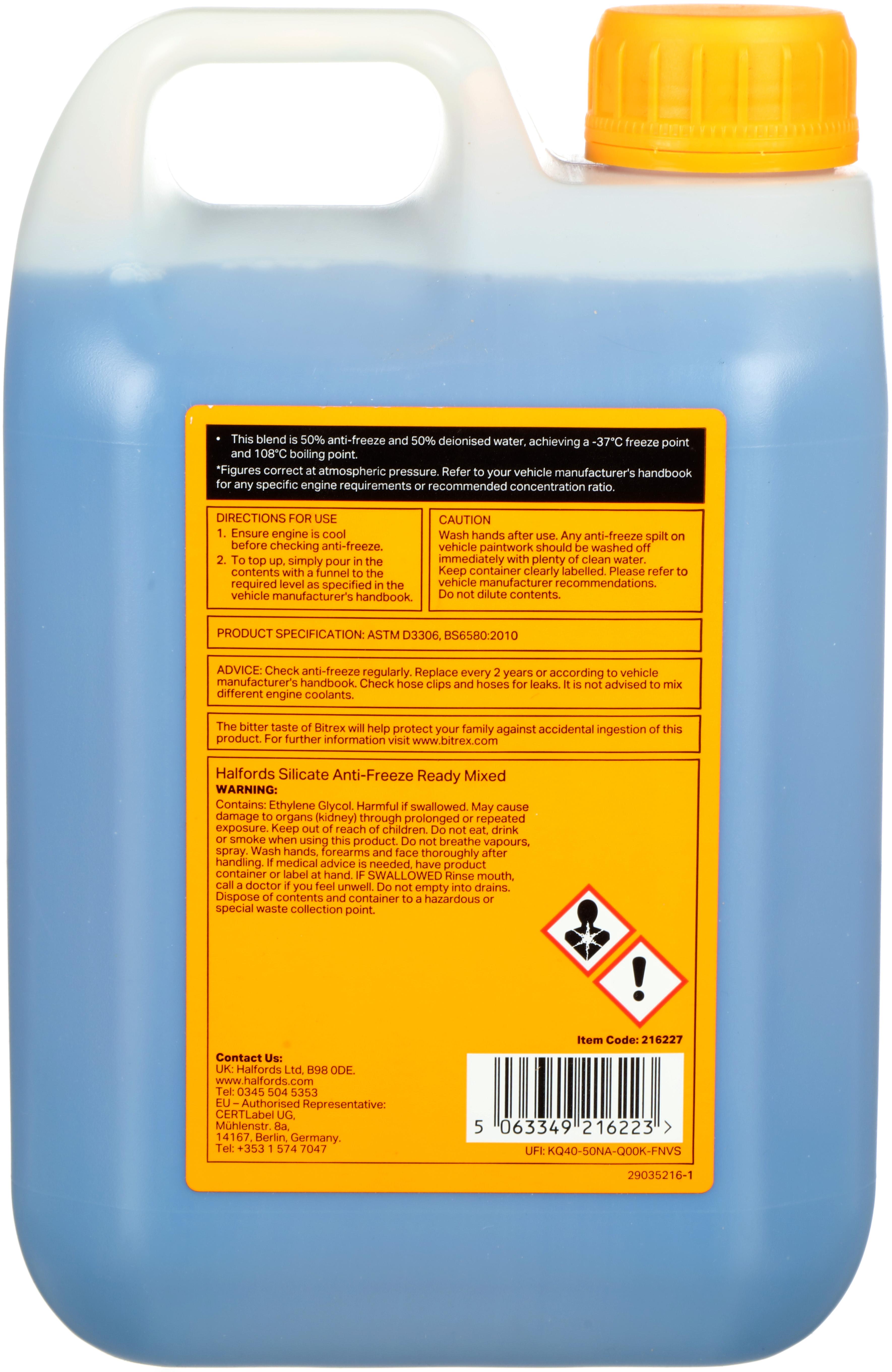 Halfords Silicate Ready Mixed Antifreeze & Coolant 2L