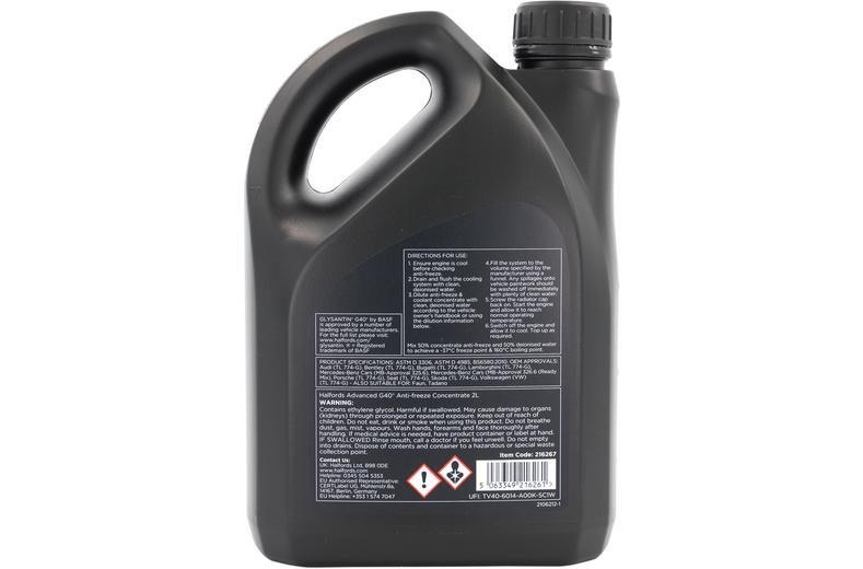 Halfords Advanced G40 Antifreeze & Coolant Concentrate 2L Halfords Advanced G40 Antifreeze & Coolant Concentrate 2L