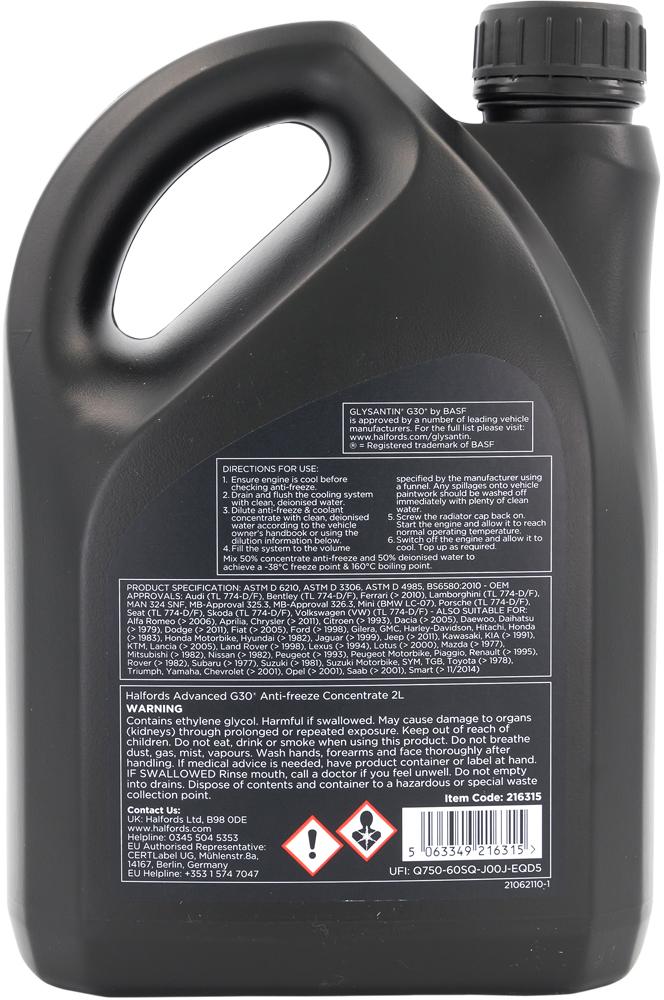 Halfords Advanced G30 Antifreeze & Coolant Concentrate 2L
