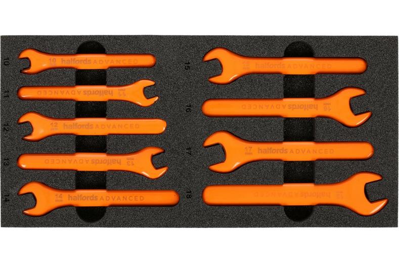Halfords Advanced EV 1000V Insulated 9 Piece Spanner Set 10-18mm Halfords Advanced EV 1000V Insulated 9 Piece Spanner Set 10-18mm