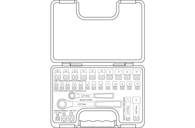 Halfords Advanced 30 Piece Metric Vortex Socket Set 1/4" 3/8" Halfords Advanced 30 Piece Metric Vortex Socket Set 1/4" 3/8"