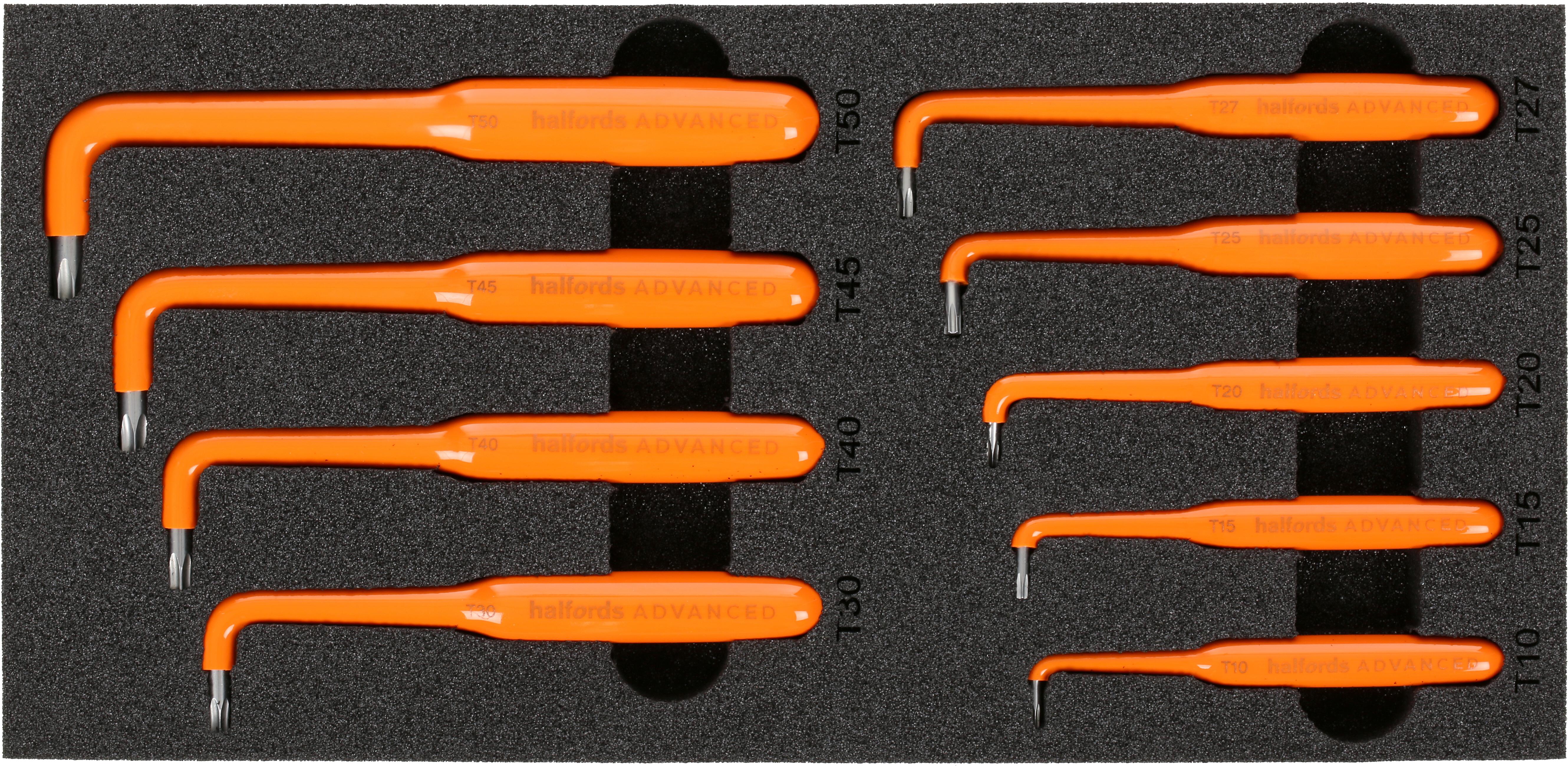 Halfords Advanced EV 1000V Insulated 9 Piece Security Torx Key Set T10-T50