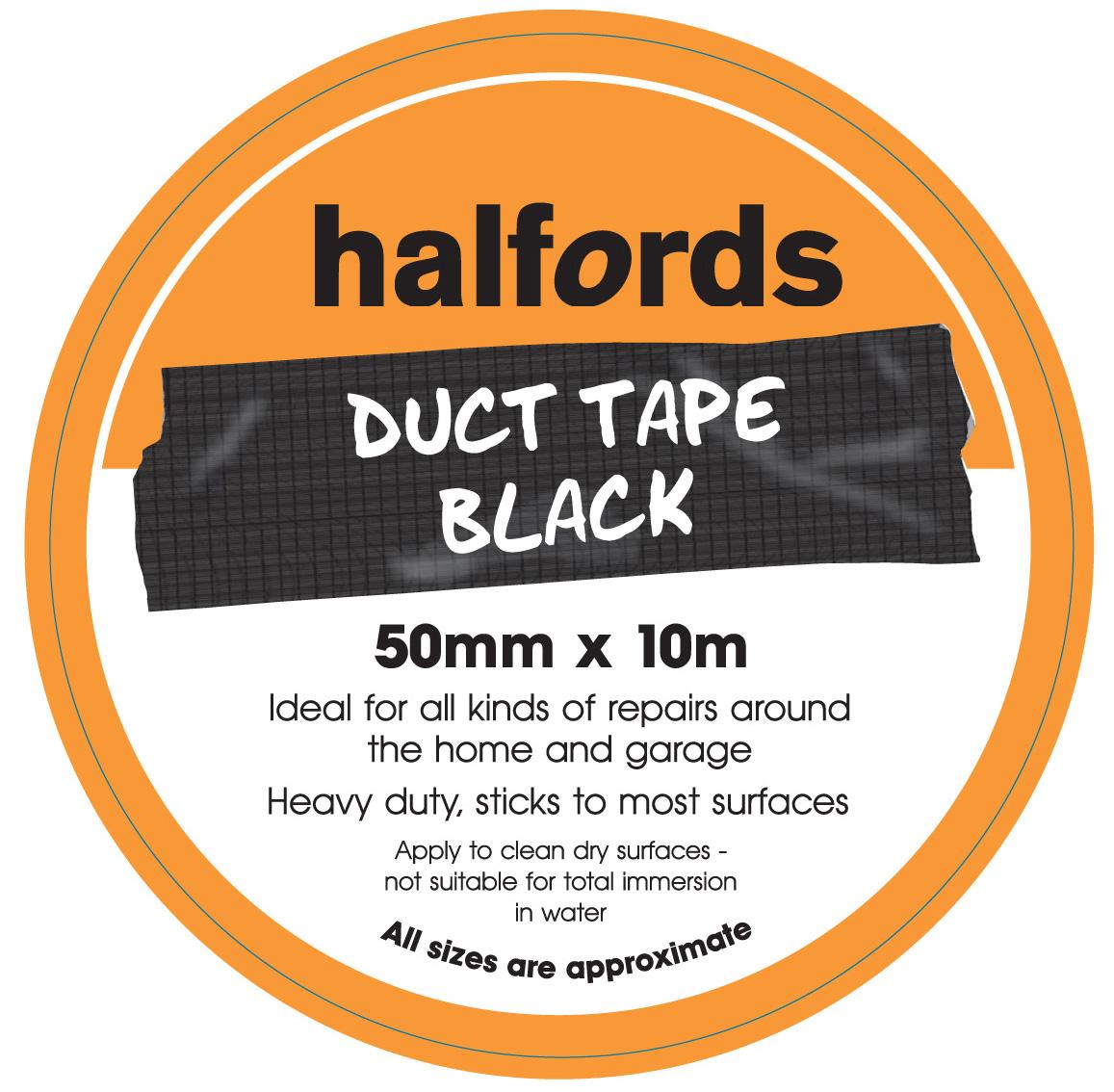 Halfords Duct Tape Black 50Mm X 10M