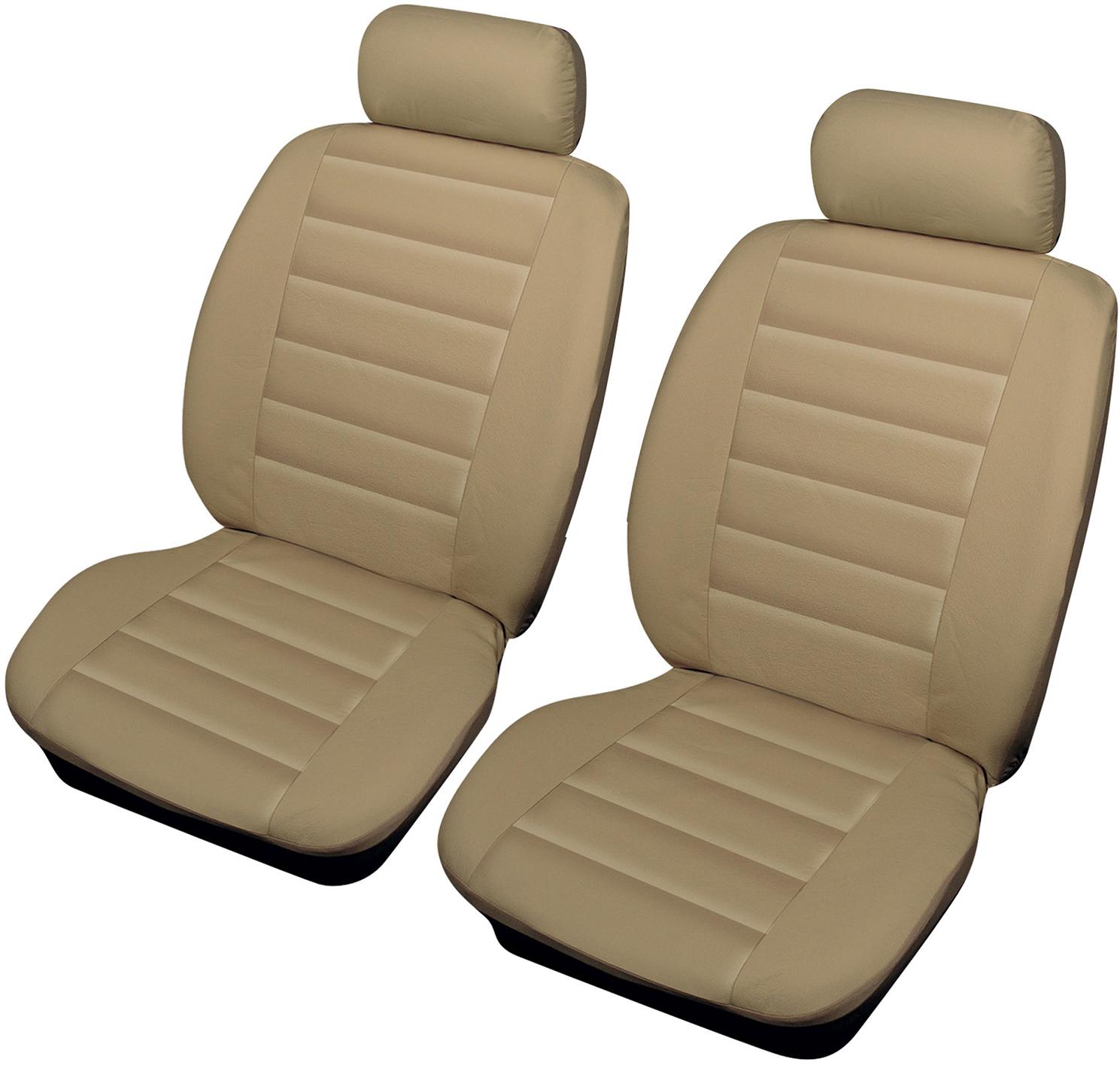 Cosmos Leatherlook Front Pair Seat Covers Beige