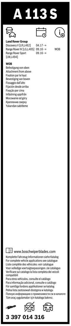 Bosch Aerotwin Wiper Blade Set A113S