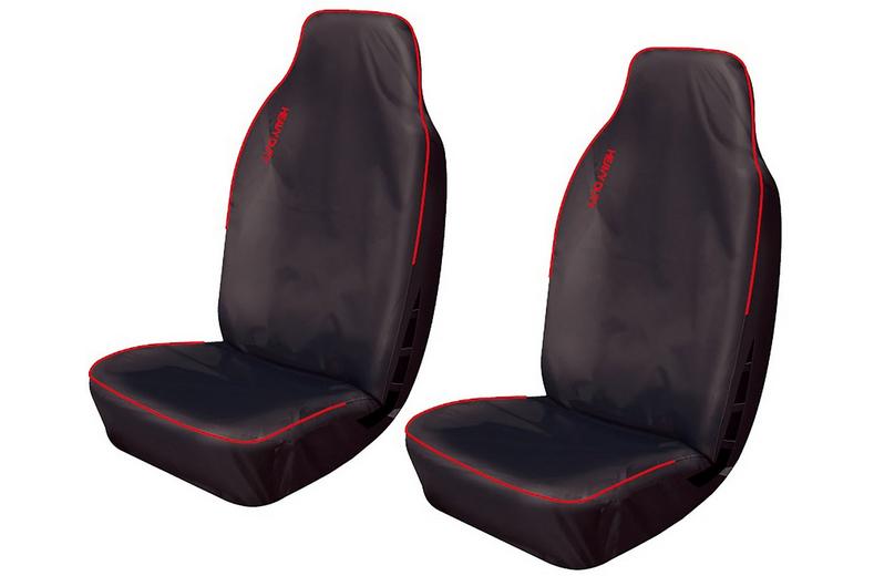 Cosmos Hi Back Extra Front Pair Seat Covers Black/Red Cosmos Hi Back Extra Front Pair Seat Covers Black/Red