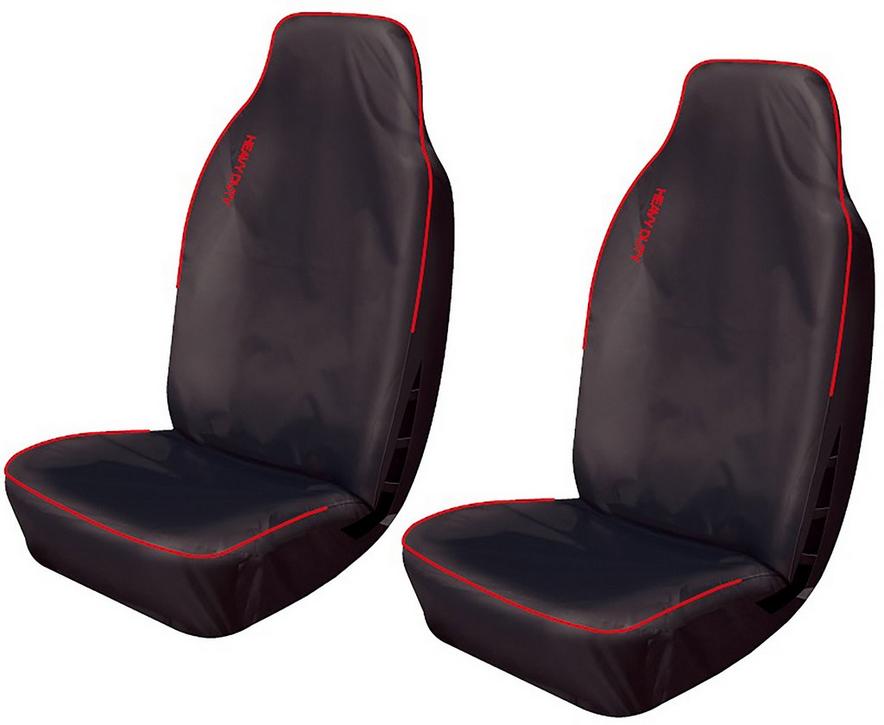 Cosmos Hi Back Extra Front Pair Seat Covers Black Red Halfords UK