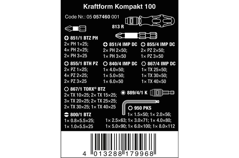Wera Tools Kraftform Kompakt 100 52 Pieces Wera Tools Kraftform Kompakt 100 52 Pieces