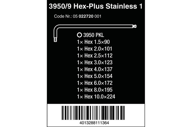 Wera Tools 3950/9 Hex Plus Stainless Set Wera Tools 3950/9 Hex Plus Stainless Set