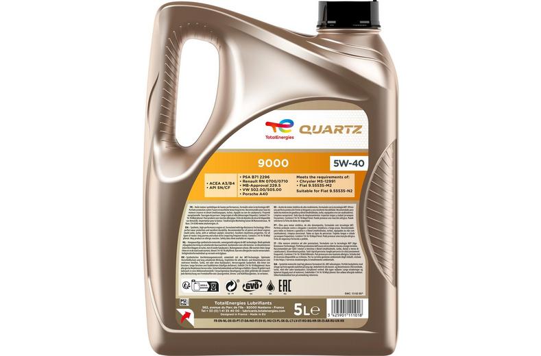 TotalEnergies Quartz 9000 5W/40 5L TotalEnergies Quartz 9000 5W/40 5L