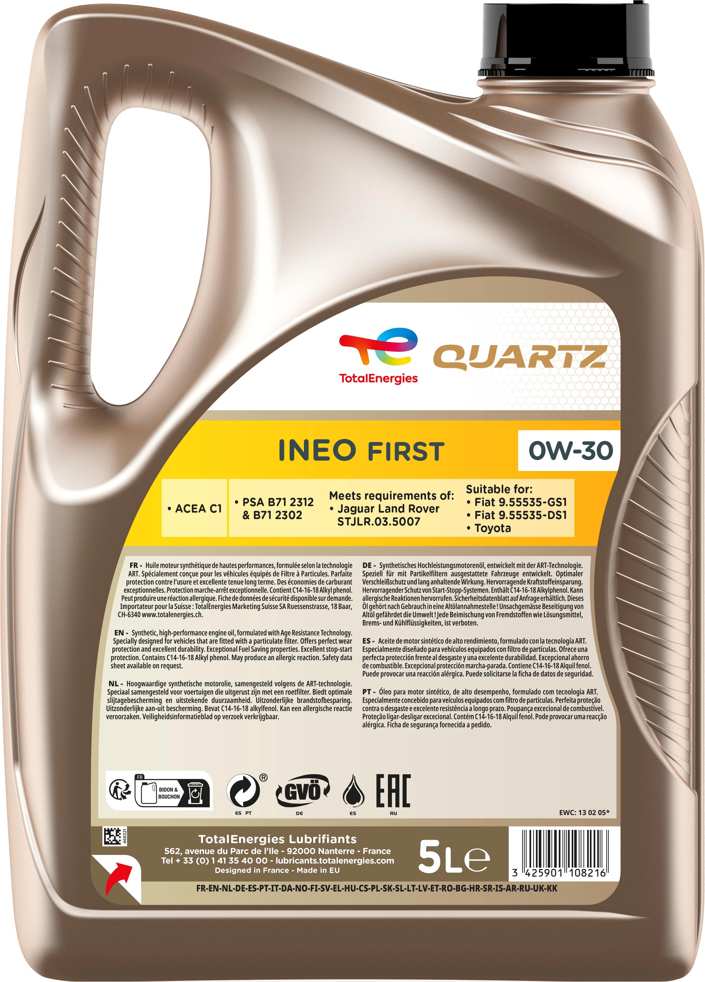 Total エンジンオイル QUARTZ INEO FIRST 0W-30 5L Amazon | TOTAL