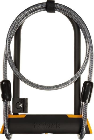 Halfords 23cm D Lock And 115cm Cable Lock Halfords 23cm D Lock And 115cm Cable Lock