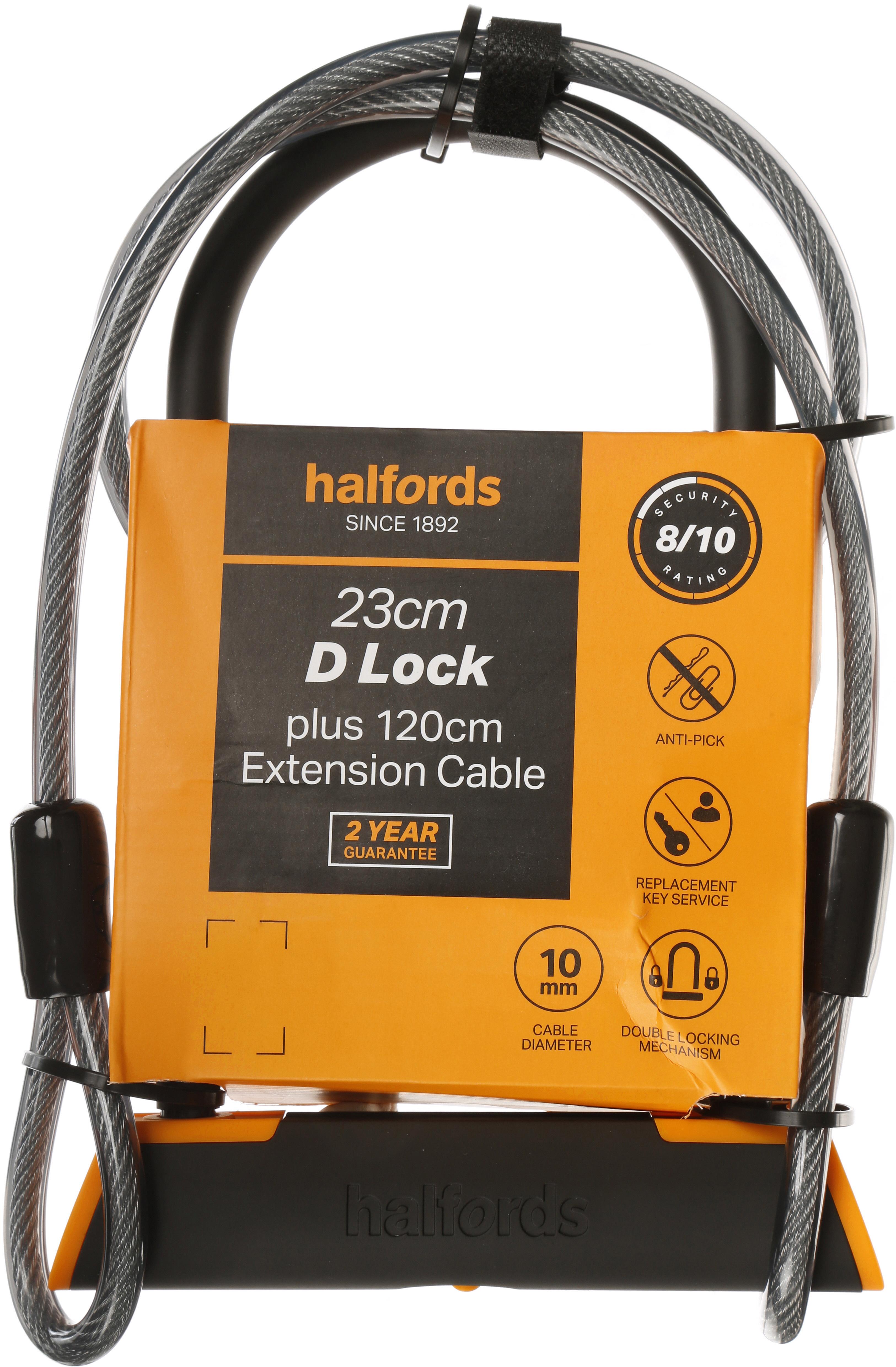 Halfords 23cm D Lock And 115cm Cable Lock