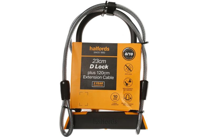 Halfords 23cm D Lock And 115cm Cable Lock Halfords 23cm D Lock And 115cm Cable Lock