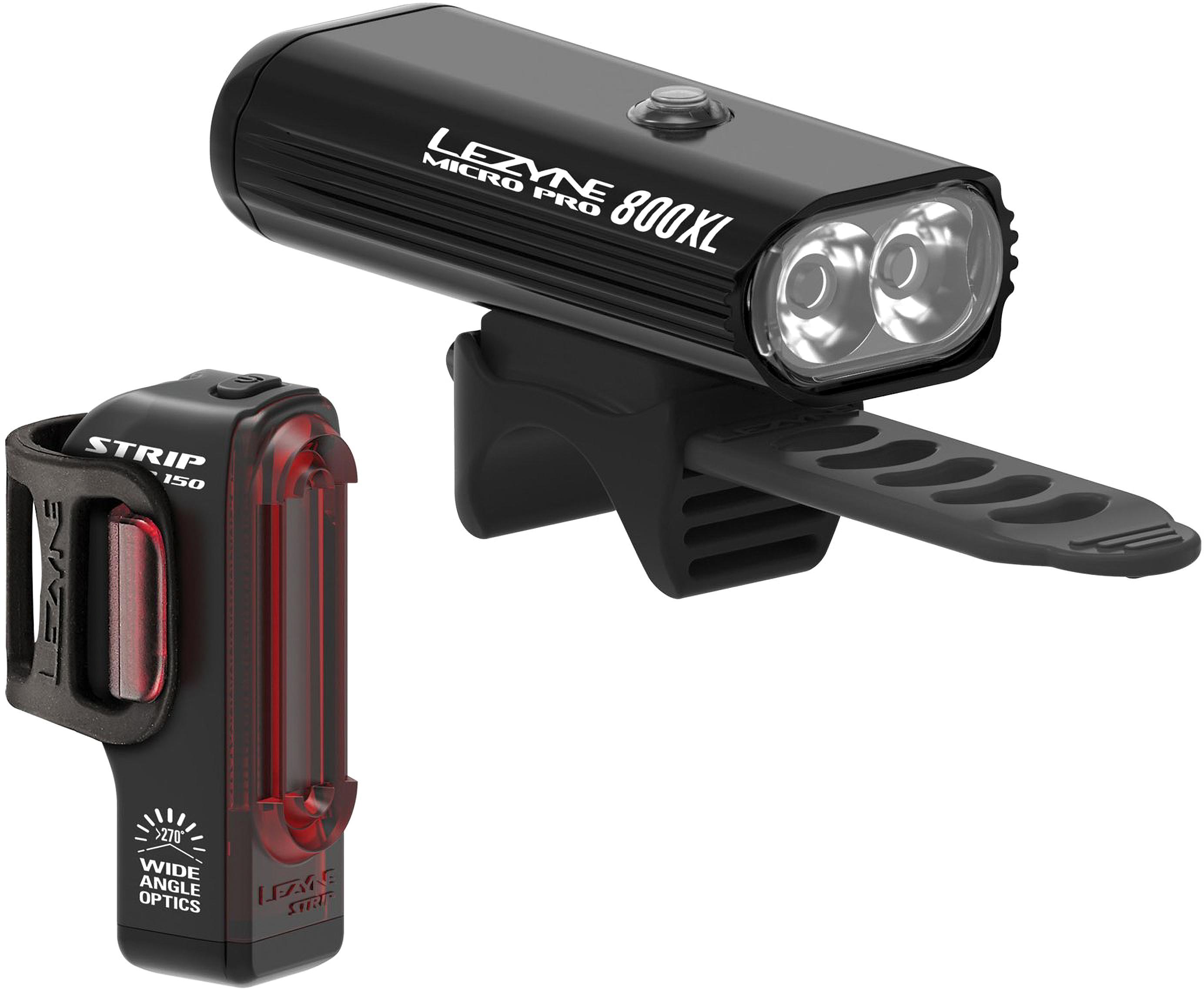 Lezyne Micro Pro 800Xl / Strip Bike Light Set, Black