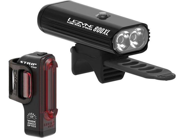 Lezyne Micro Pro 800XL / Strip Bike Light Set, Black