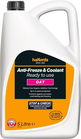 Halfords OAT Ready Mixed Antifreeze & Coolant 5L