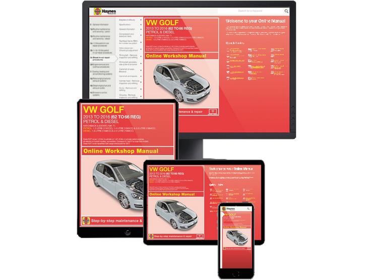 Haynes Online Manual Volkswagen Golf 2013-16 - 1 Year