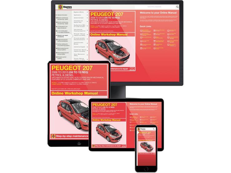 Haynes Online Manual Peugeot 207 2006-09 - 1 Year