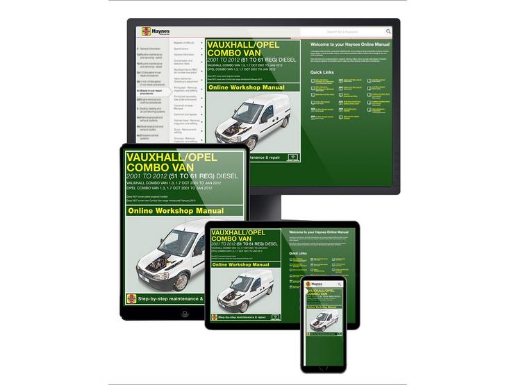 Haynes Online Manual Vauxhall Combo Van 2001-12 - 1 Year