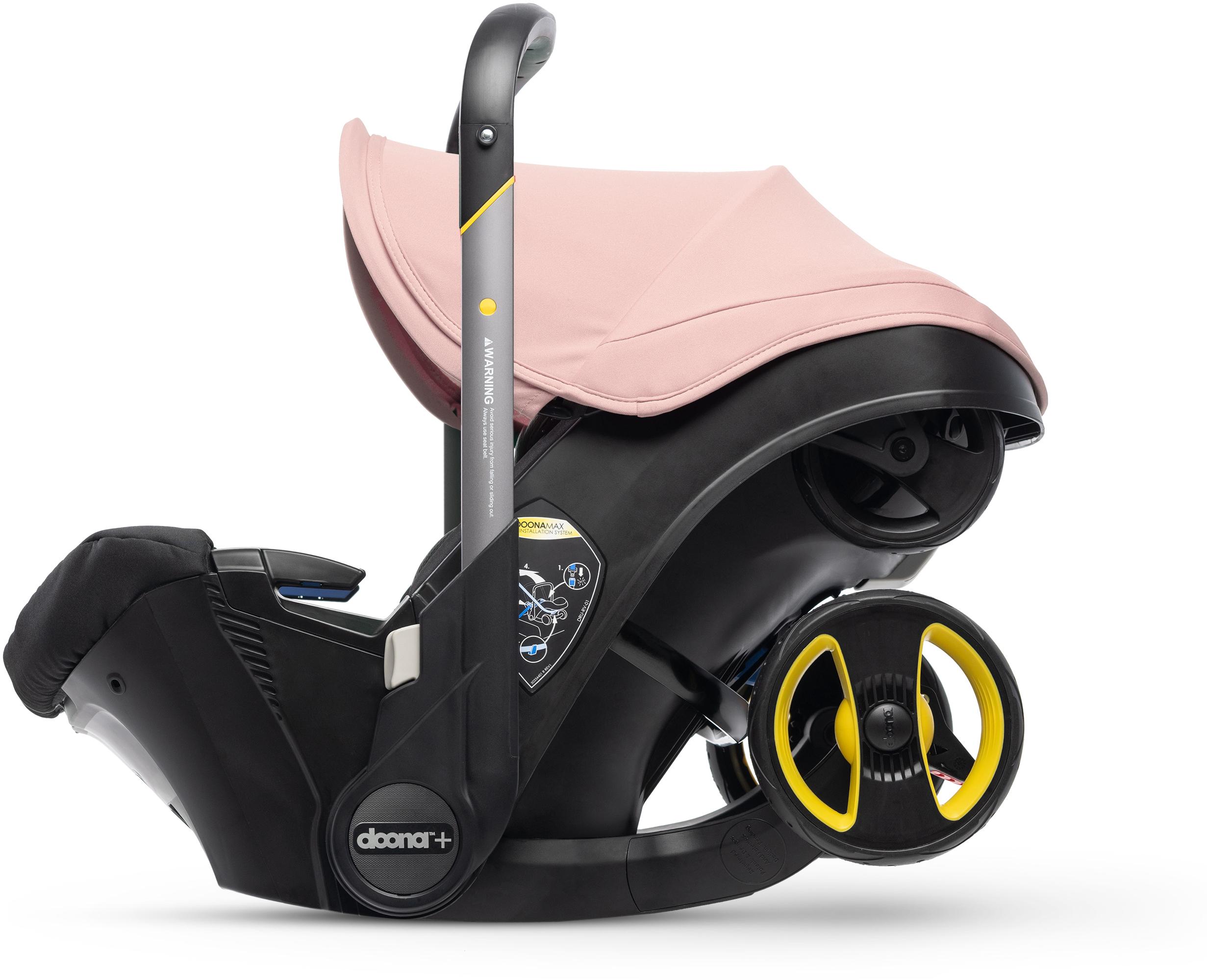 pink car seat and stroller