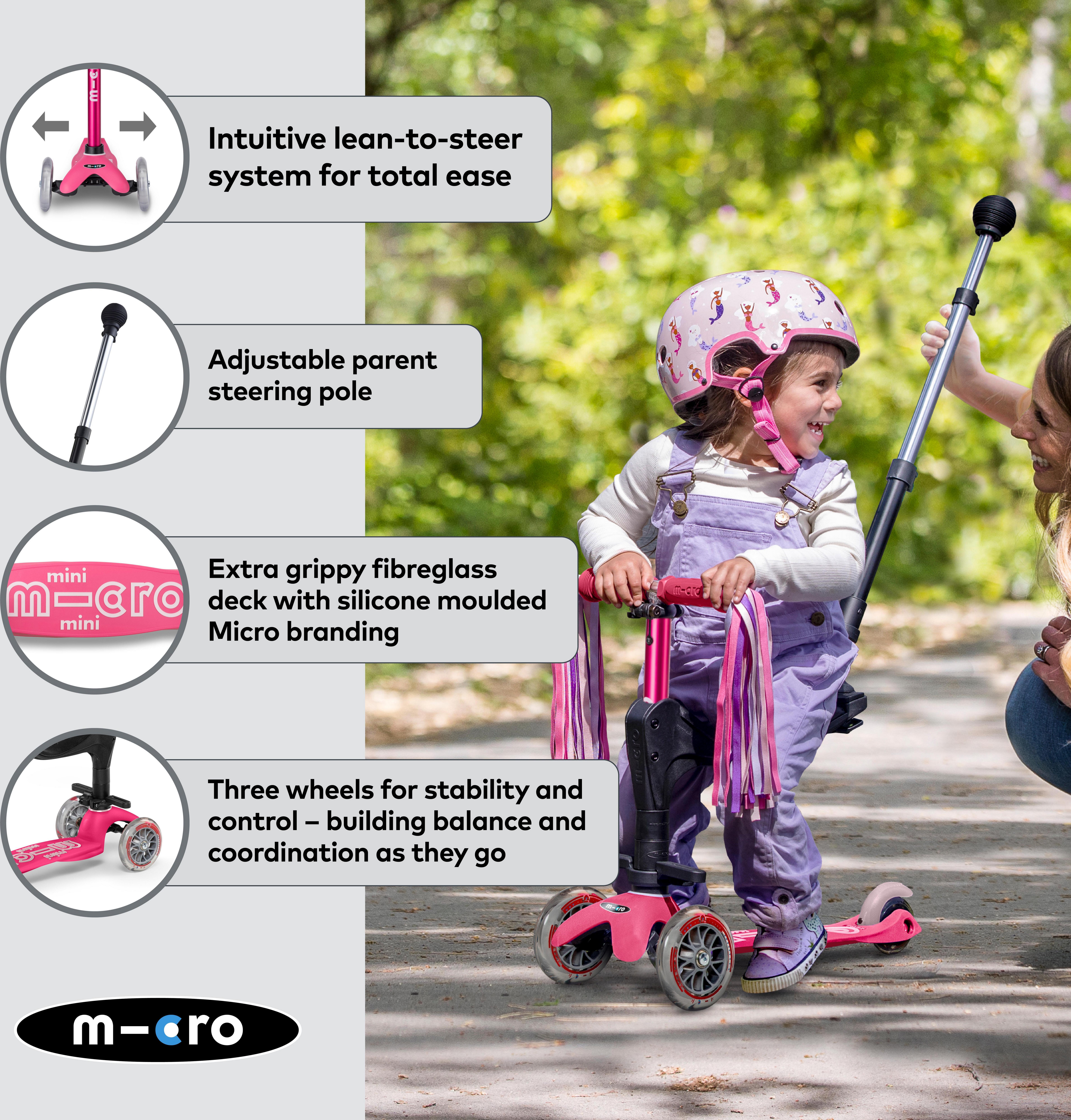 Mini Micro 3in1 Ride on Scooter Pink: 12 Month +
