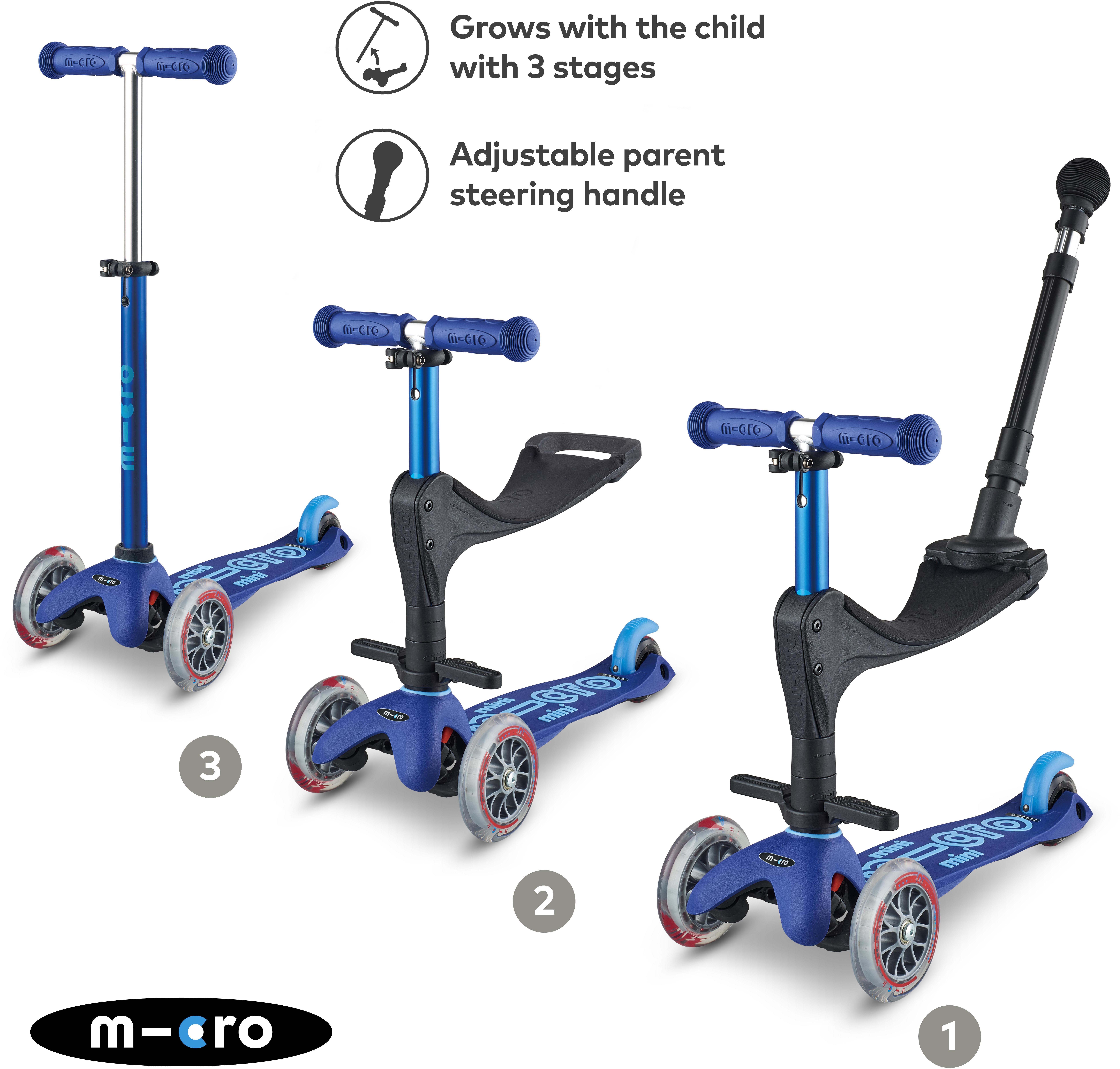 Mini Micro 3in1 Deluxe Plus Blue Kids Scooter