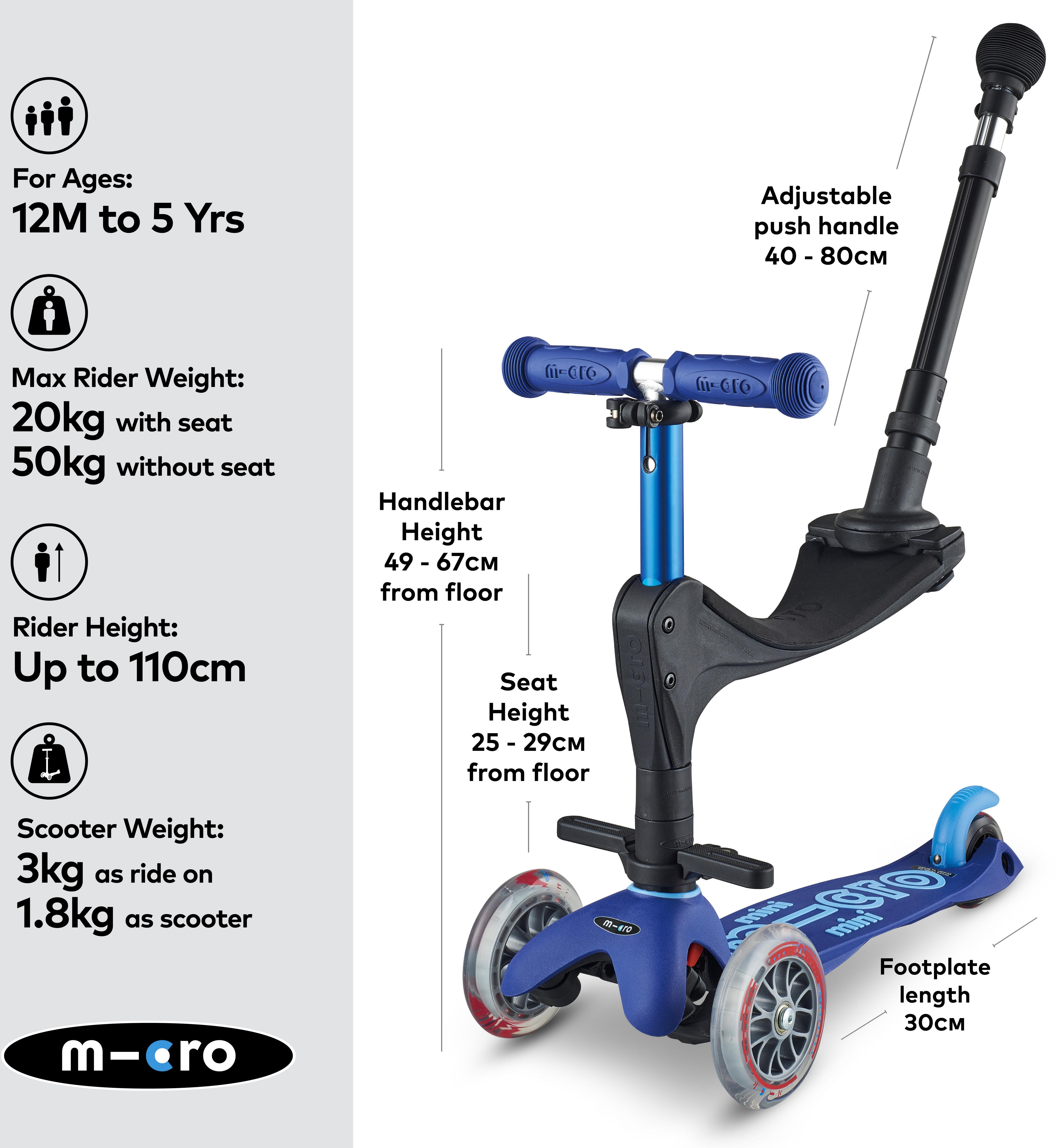 Mini Micro 3in1 Deluxe Plus Kids Scooter 12 Months +