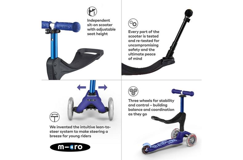 Mini Micro 3in1 Deluxe Plus Blue Kids Scooter Mini Micro 3in1 Deluxe Plus Blue Kids Scooter