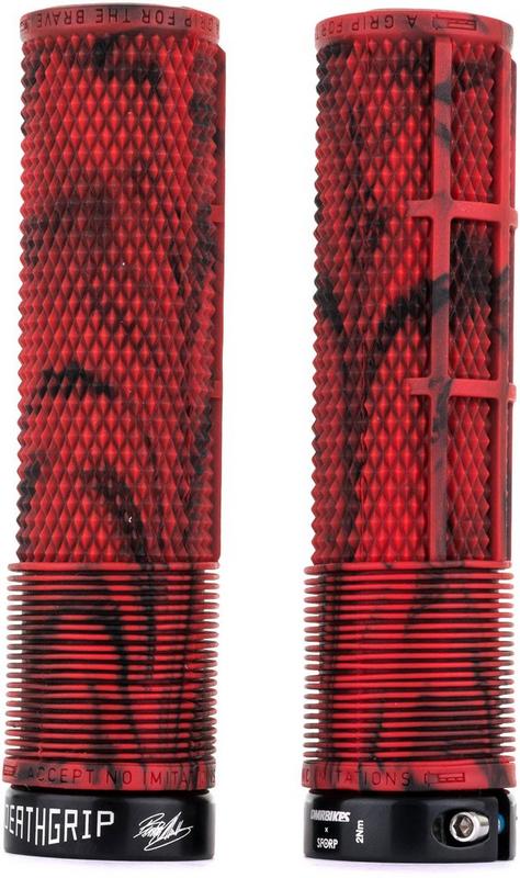 Halfords DMR Dmr Deathgrip Flangeless Grips Marble Red Thick | Extra 8% off for BC Members