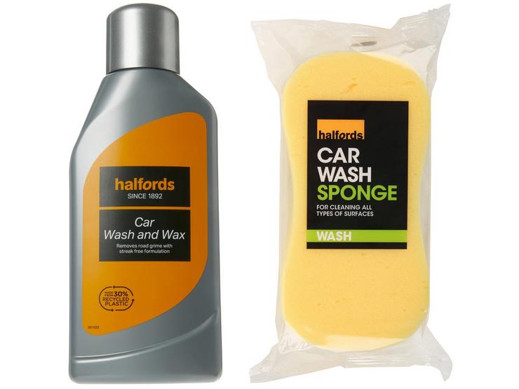 Halfords 1L Car Wash & Sponge Bundle