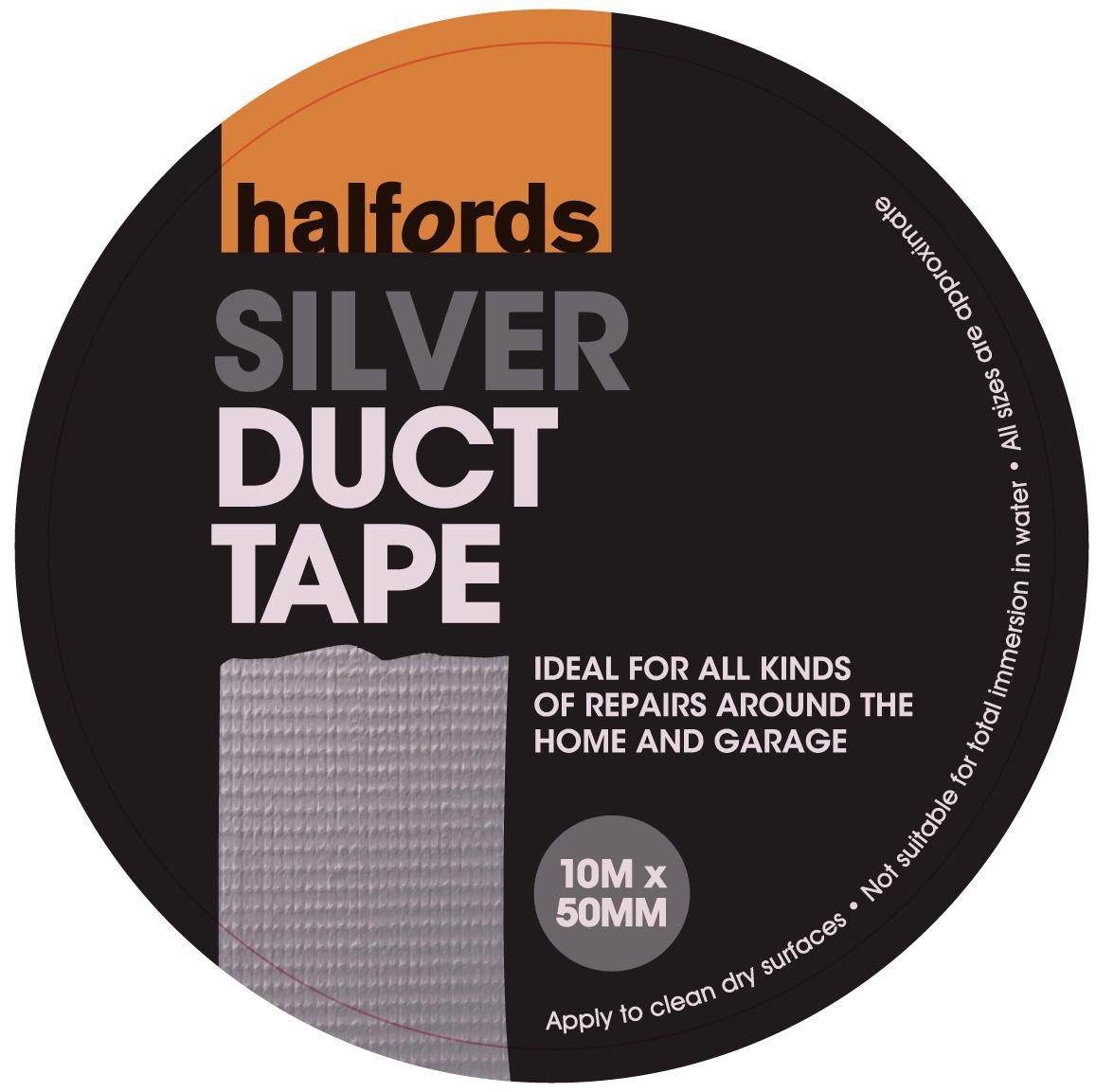 Halfords Duct Tape Silver 50Mm X 10M