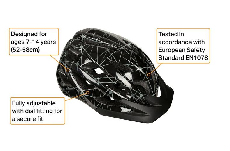 Halfords Black & Grey Lines Junior Helmet, 52 - 56 cm Halfords Black & Grey Lines Junior Helmet, 52 - 56 cm